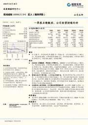 一季报业绩靓丽，公司经营持续向好