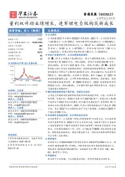 量利双升助业绩增长，进军锂电负极构筑新成长