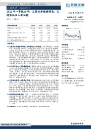 2022年一季报点评:主营业务稳健增长,定增落地注入新动能