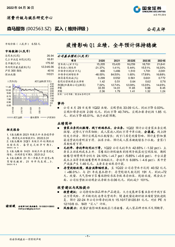 疫情影响Q1业绩，全年预计保持稳健