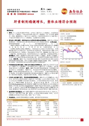 肝素制剂稳健增长,整体业绩符合预期