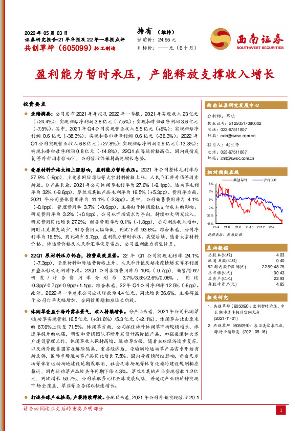 盈利能力暂时承压，产能释放支撑收入增长
