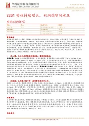 22Q1营收持续增长，利润端暂时承压