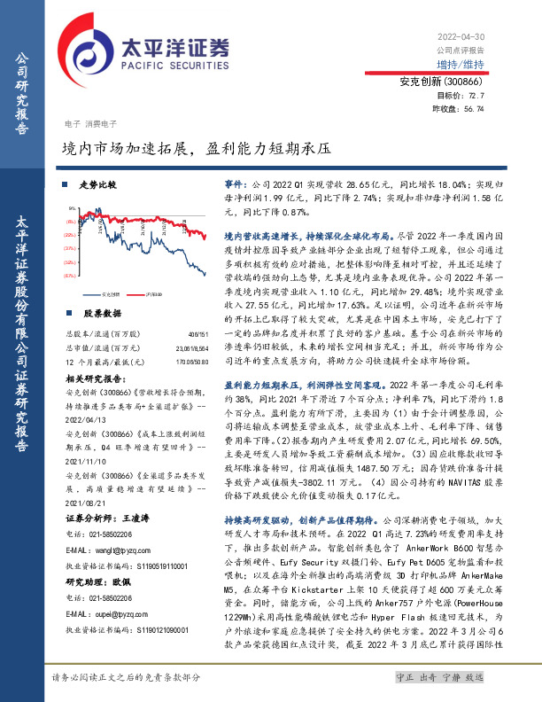 境内市场加速拓展，盈利能力短期承压