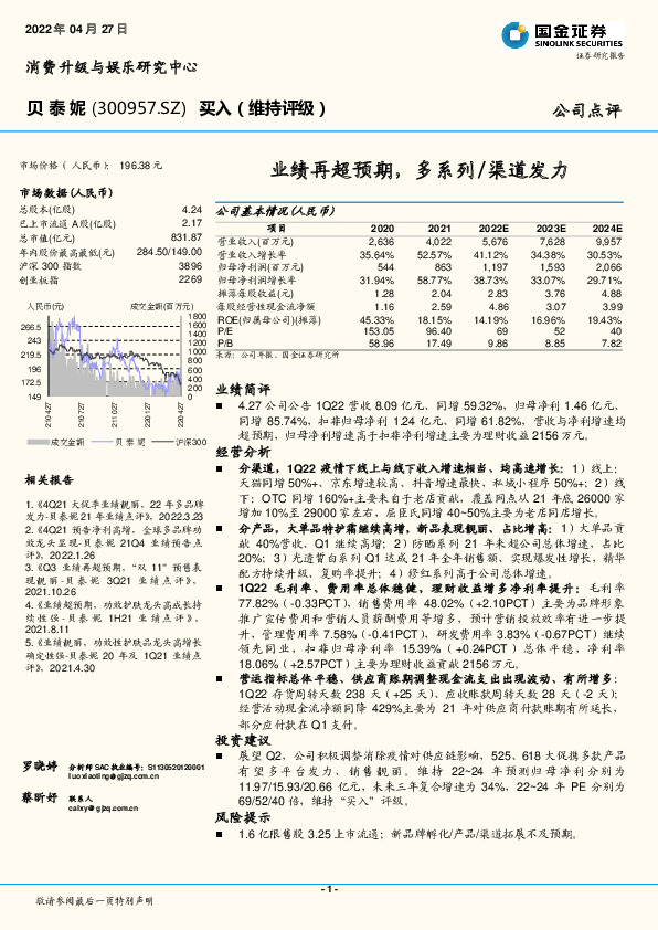 业绩再超预期，多系列/渠道发力