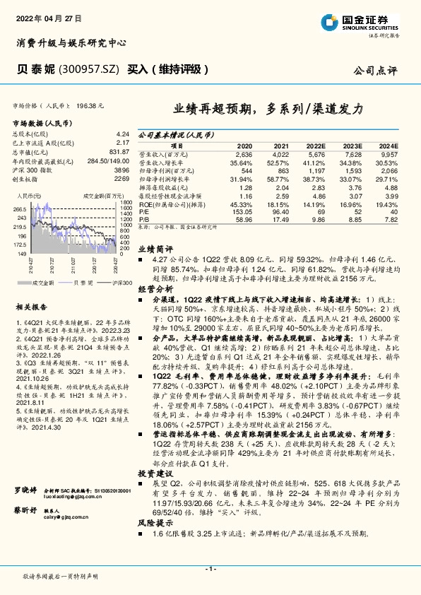 业绩再超预期，多系列/渠道发力