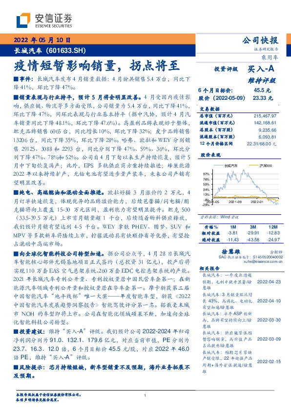 疫情短暂影响销量，拐点将至