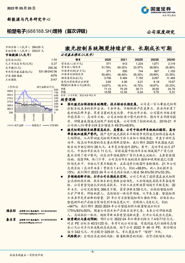 激光控制系统翘楚持续扩张，长期成长可期
