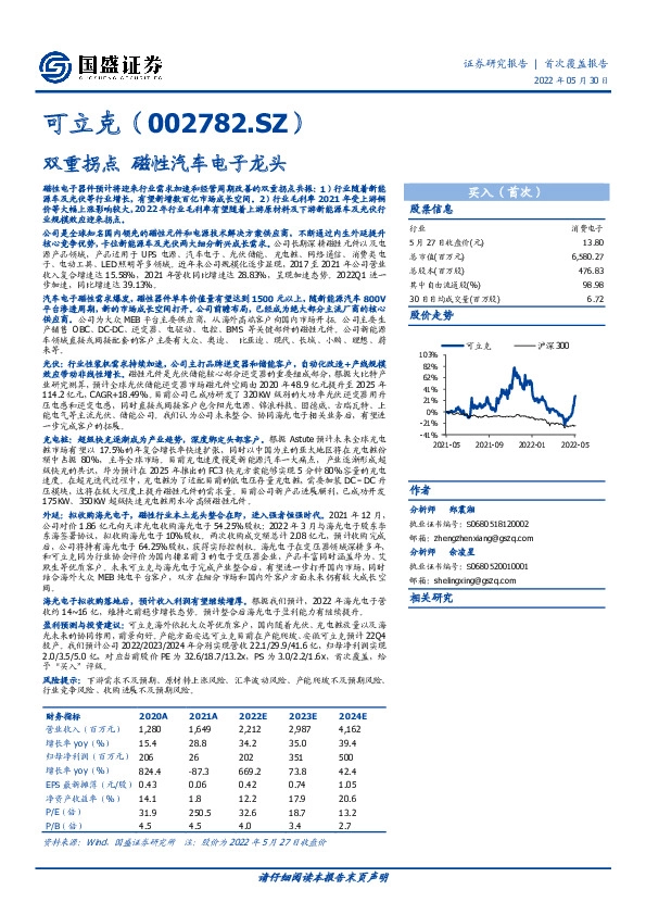 双重拐点 磁性汽车电子龙头