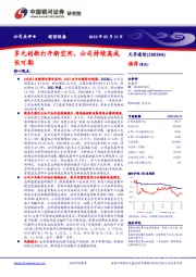 多元创新打开新空间,公司持续高成长可期