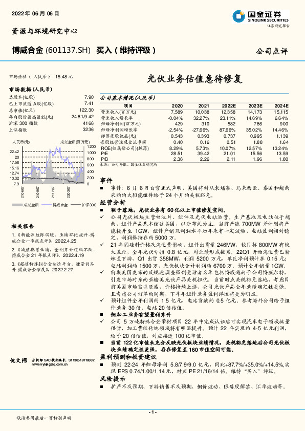 光伏业务估值急待修复