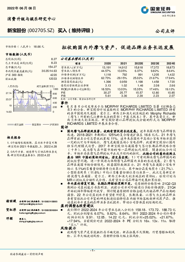 拟收购国内外摩飞资产，促进品牌业务长远发展