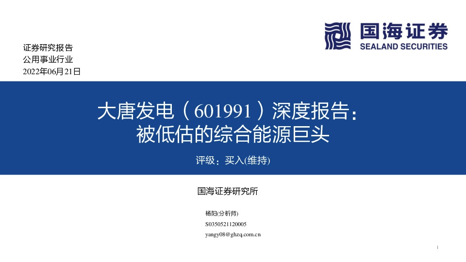 深度报告：被低估的综合能源巨头