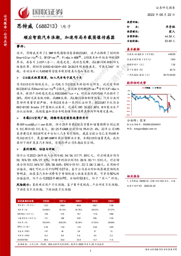 顺应智能汽车浪潮，加速布局车载图像传感器
