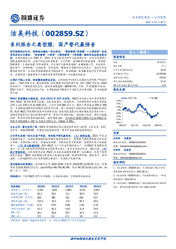 系列报告之离型膜：国产替代最强音