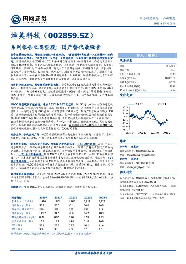 系列报告之离型膜：国产替代最强音