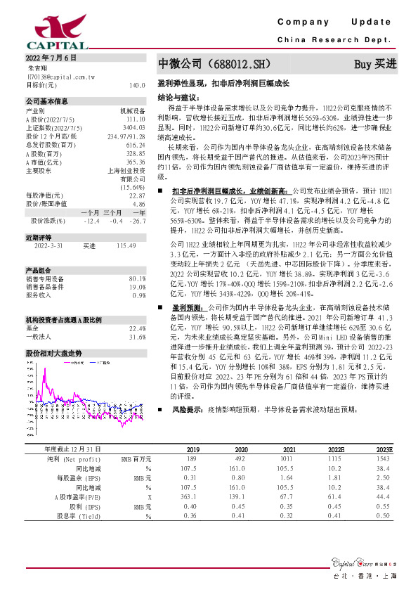 盈利弹性显现，扣非后净利润巨幅成长