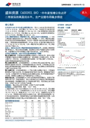 半年度预增公告点评：二季度保持高盈利水平，全产业链布局稳步推进