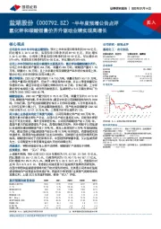 半年度预增公告点评:氯化钾和碳酸锂量价齐升驱动业绩实现高增长