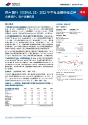 2022半年报业绩快报点评:业绩提升,资产质量优异