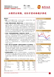 业绩符合预期，创仿并重战略稳步推进