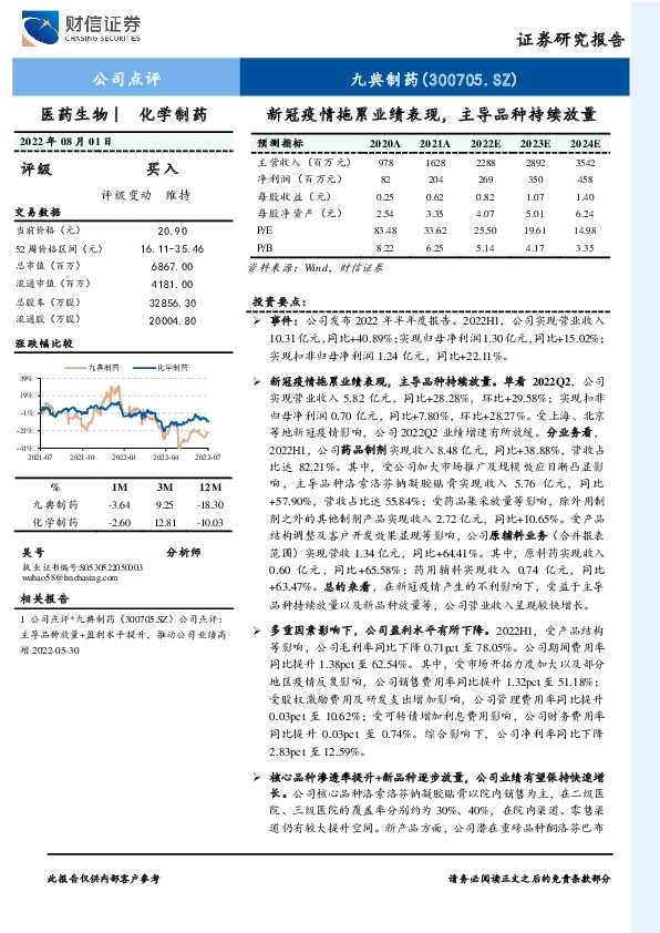 新冠疫情拖累业绩表现，主导品种持续放量