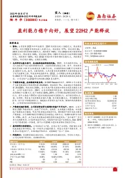 2022年半年报点评：盈利能力稳中向好，展望22H2产能释放