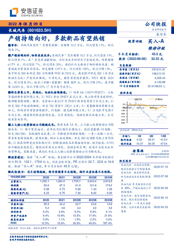 产销持续向好，多款新品有望热销