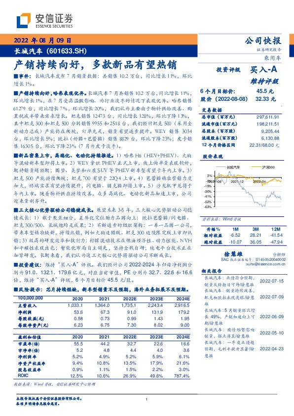 产销持续向好，多款新品有望热销