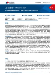 国内电缆绝缘料隐形冠军，联袂万华化学布局一体化产能