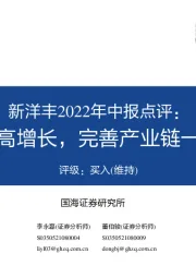 新洋丰2022年中报点评：业绩持续高增长，完善产业链一体化布局