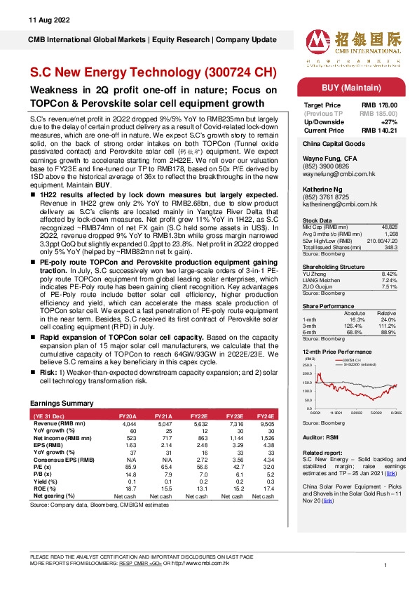 Weakness in 2Q profit one-off in nature; Focus on TOPCon & Perovskite solar cell equipment growth