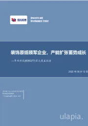 首次覆盖报告：装饰原纸领军企业，产能扩张蓄势成长