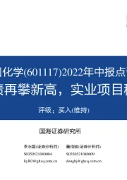 2022年中报点评：经营业绩再攀新高，实业项目稳健起步