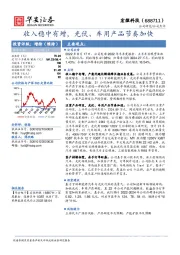 收入稳中有增，光伏、车用产品节奏加快