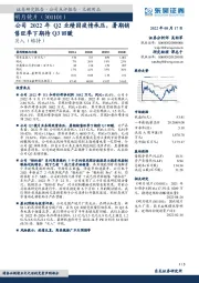 公司2022年Q2业绩因疫情承压，暑期销售旺季下期待Q3回暖