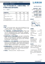 2022年中报业绩点评：业绩符合预期，下半年常规业务有望加速增长