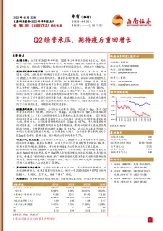 2022年半年报点评：Q2经营承压，期待疫后重回增长