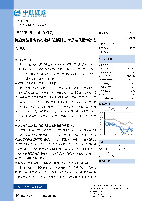 流感疫苗业务驱动业绩高速增长，新浆站获批增添成长动力