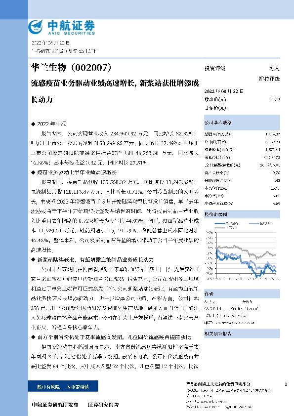 流感疫苗业务驱动业绩高速增长，新浆站获批增添成长动力