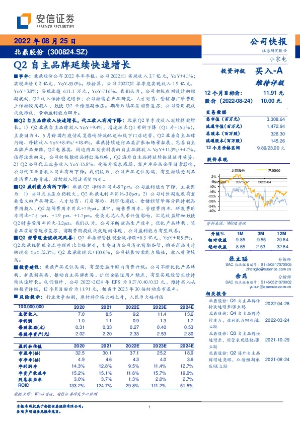 Q2自主品牌延续快速增长