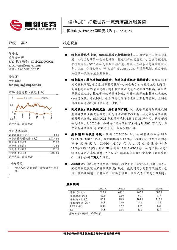 公司深度报告：“核+风光”打造世界一流清洁能源服务商
