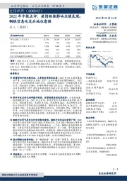 2022年中报点评:疫情短期影响业绩表现,钢铁信息化龙头地位愈强