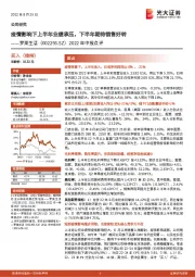 2022年中报点评:疫情影响下上半年业绩承压,下半年期待销售好转