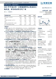 2022年中报点评:业绩稳健增长&现金流大幅改善,锂电新材料空间广阔
