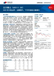 2022年中报点评：业绩提升，下半年指标大幅增长