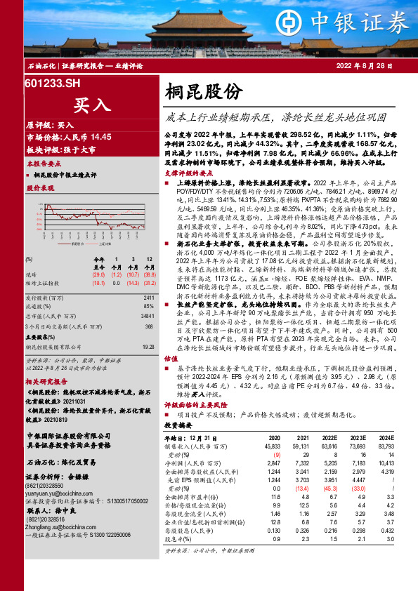 成本上行业绩短期承压，涤纶长丝龙头地位巩固
