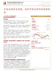 中报业绩符合预期，创新中药品种研发持续推进