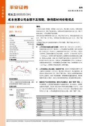 成本拖累公司业绩不及预期,静待原材料价格拐点