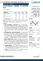 2022年中报点评：业绩稳健，加大高端领域布局